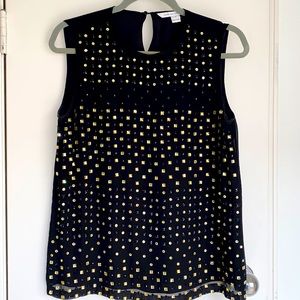 Diane Von Furstenberg Black Silk Beaded Tank Top